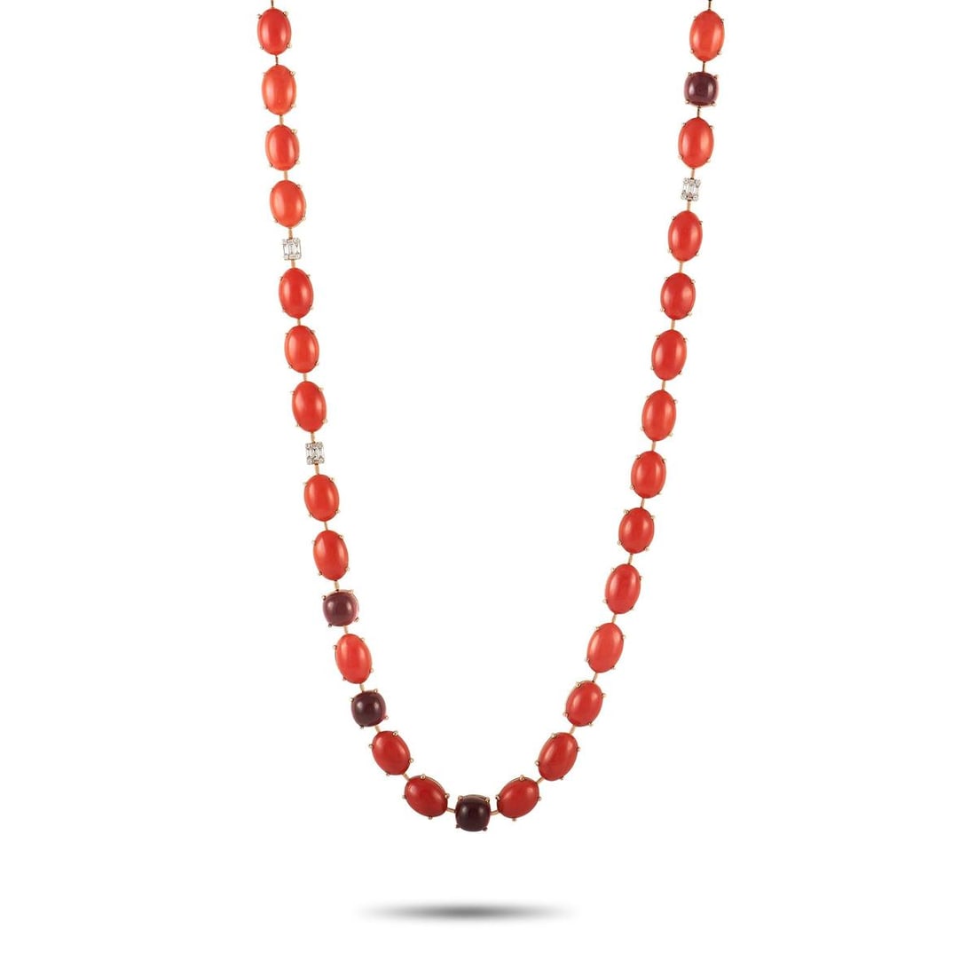 ZYDO 18K ROSE GOLD 0.56CT DIAMOND, CORAL AND TOURMALINE NECKLACE (1 of 4)