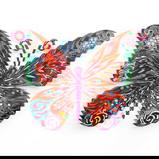 Patricia Govezensky- Original Painting on Cutout Steel "Butterfly ": Artist: Patricia Govezensky. Medium: Original Painting on Cutout Steel. Title: Butterfly . Size: 8.5" x 12". Signature: Hand signed by the artist. Certificate of Authenticity: From the publisher.
