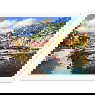 Sam Park, "Harbor at Portofino" Limited Edition Printer's Proof Serigraph, Numbered and Hand Signed: Harbor at Portofino is a limited edition printer's proof serigraph on paper by Sam Park, numbered and and hand signed by the artist. Includes Letter of Authenticity. Measures approx. 34.5" x 44"