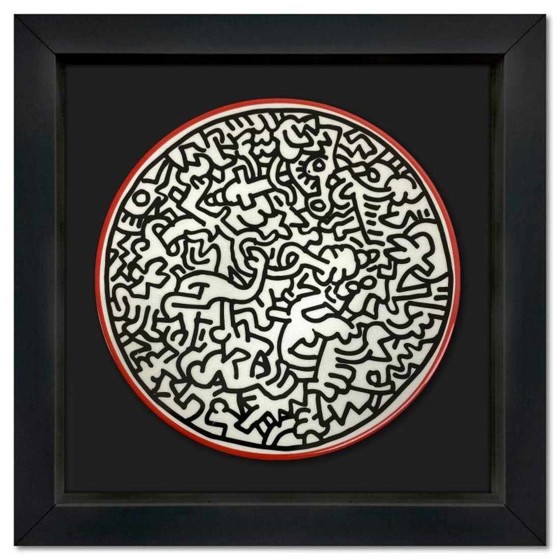 Keith Haring (1958-1990), "Pattern" Framed Limoges Porcelain Plate. (1 of 2)
