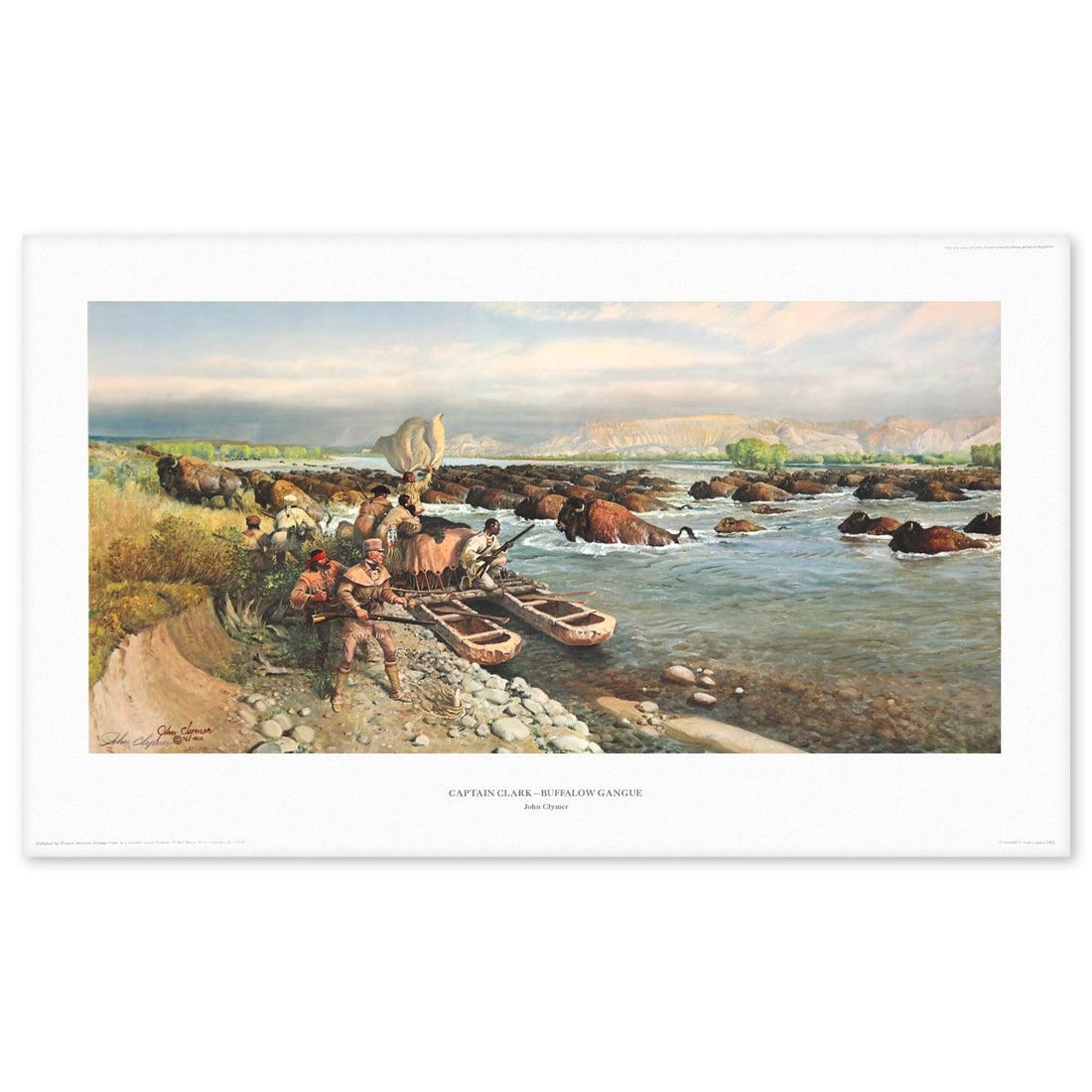 John Clymer- Offset Lithograph "Captain Clark Buffalow Gangu" (1 of 2)