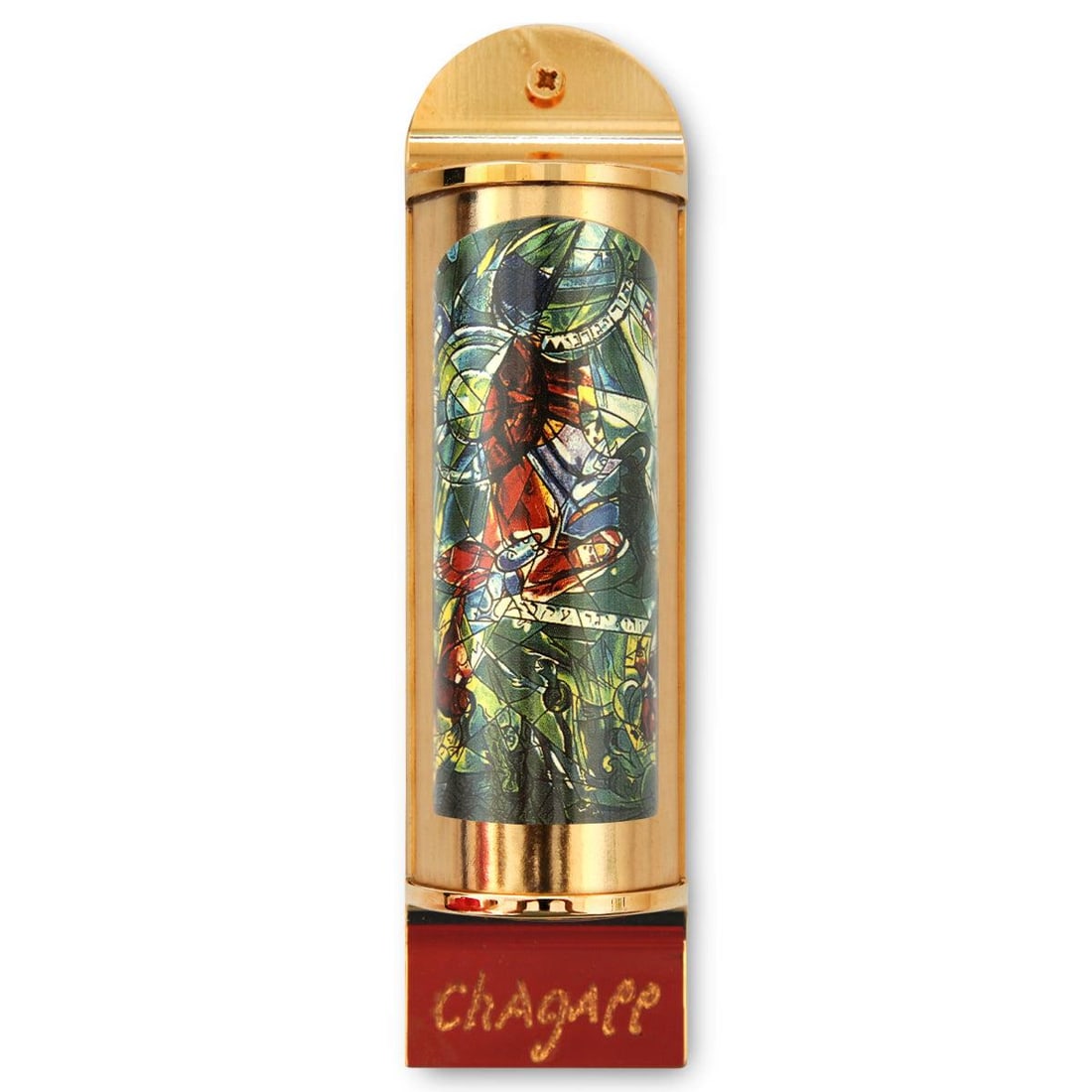 Marc Chagall- Mezuzah/ Silkscreen on 24K gold plated bronze "Gad" (1 of 3)