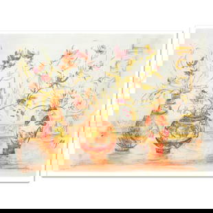 Chinese Vase Limited Edition Lithograph (42" x 29.5") by Edna Hibel (1917-2014), Numbered and Hand: Chinese Vase is a limited edition lithograph on paper, numbered and hand signed by Edna Hibel (1917-2014). Includes Certificate of Authenticity! Measures approx. 44" x 31" (with border), 42" x 29.5" (