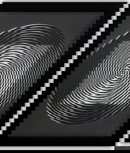 Victor Vasarely- 3D Wall Sculpture/object "Cinetiques": Artist: Victor Vasarely. Medium: 3D Wall Sculpture/object. Title: Cinetiques. Size: 11" x 9". Measures approx. 13" x 10.5" (framed). Additional: Custom Framed. 2 layers- Top layer printed on clear