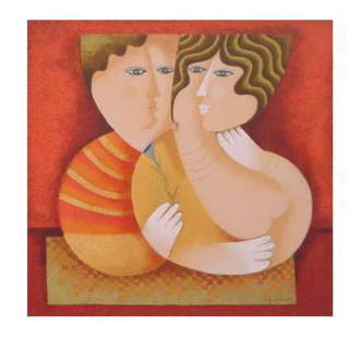 Samy Briss- Original Serigraph "l'Eternelle Histoire": Artist: Samy Briss. Medium: Original Serigraph. Title: l'Eternelle Histoire. Size: 12.5" x 13". Signature: Hand Signed by the Artist. Certificate of Authenticity: From the publisher. Reference#: