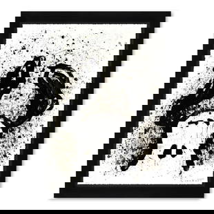 Tom Everhart, "Watchdog 12 O'Clock" Framed Limited Edition Hand Pulled Original Lithograph. Hand: Watchdog 12 O'Clock is a limited edition hand pulled original lithograph on museum quality deckle-edge paper by Tom Everhart. The piece is numbered, and hand signed by the artist. This is one of the f
