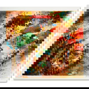 Street Scene Limited Edition Serigraph by Michael Rozenvain, Hand Signed with Certificate of: Michael Rozenvain's remarkable art piece is full of rich color and entertaining artistry! "Street Scene" is a limited edition serigraph on paper, hand signed by Rozenvain! Includes Certificate of