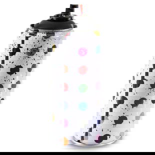 Mr. Brainwash, "Hirst Dots (Black)" Limited Edition Hand Painted Spray Can with Plate Signature.: Hirst Dots (Black) is a numbered limited edition hand painted spray can by Mr Brainwash. This piece bears the plate signature of the artist and comes from his 2020 Classic Spray Can Collection.