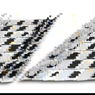 Jean-Claude Novaro- Black and White Hand Blown Glass Chess Set: Artist: Jean-Claude Novaro. Medium: Black and White Hand Blown Glass Chess Set. Size: 33" x 33". Signature: Signed and Dated. Reference#: 74469.