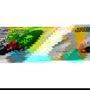 Steve Kaufman (1960-2010) "100000 Lire Centomila" Hand Signed and Numbered Limited Edition Hand: 100000 Lire Centomila is limited edition hand pulled silkscreen unique mixed media on canvas by Andy Warhol protege Steve Kaufman (1960-2010). This piece is numbered and hand signed inverso and