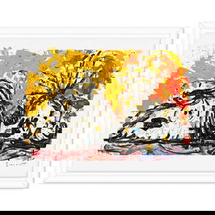 Tom Everhart- Hand Pulled Original Lithograph "Blow Dry": Artist: Tom Everhart. Medium: Hand Pulled Original Lithograph. Title: Blow Dry. Size: 31" x 42". Measures approx. 36" x 47" (framed). Signature: Hand signed and numbered. Certificate of Authenticity: