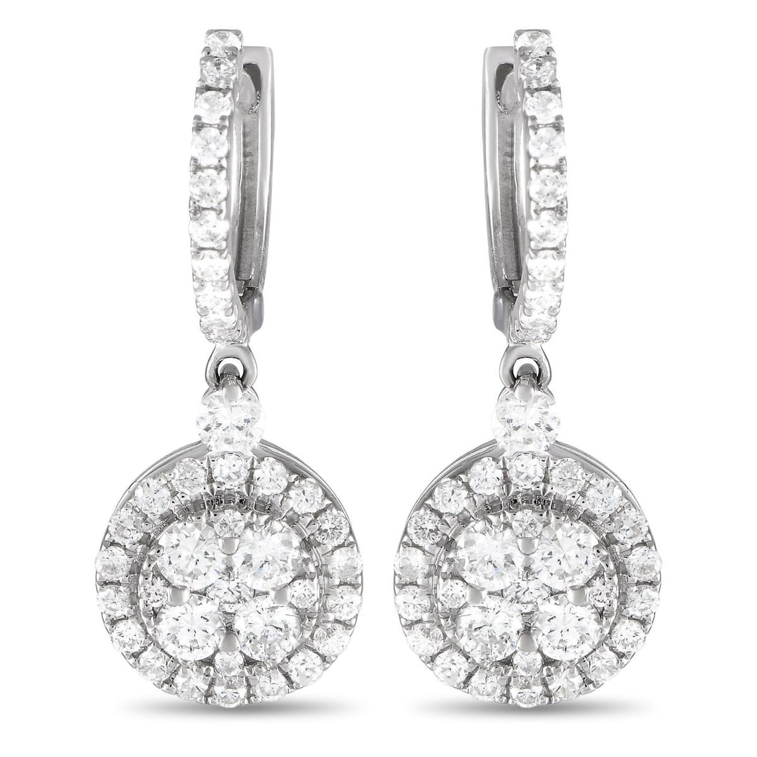 18K WHITE GOLD 0.89CT DIAMOND DROP EARRINGS (1 of 3)