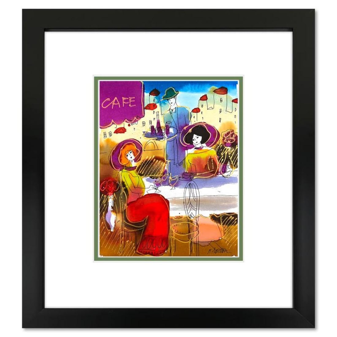 Moshe Leider, Framed Original Mixed Media Watercolor Painting, Hand Signed with Letter of (1 of 2)