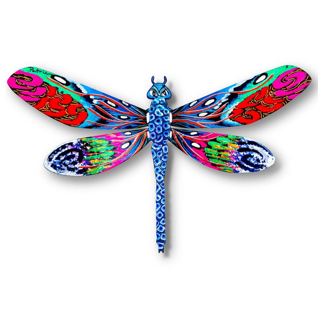 Patricia Govezensky- Original Painting on Cutout Steel "Dragonfly": Artist: Patricia Govezensky. Medium: Original Painting on Cutout Steel. Title: Dragonfly. Size: 7.5" x 12". Signature: Hand Signed by the artist. Certificate of Authenticity: From the publisher. Refer