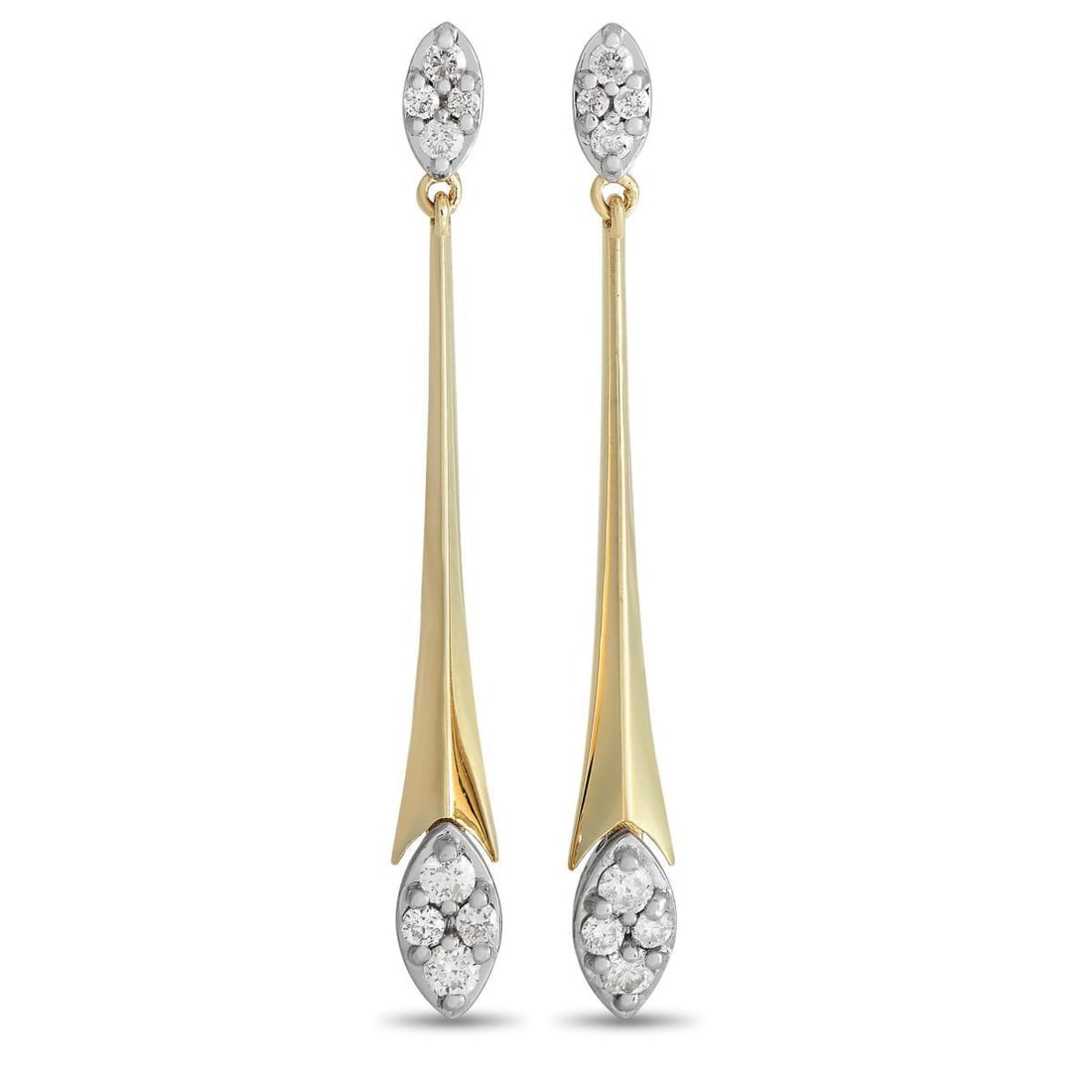 14K YELLOW GOLD 0.50CT DIAMOND MARQUISE DROP EARRINGS (1 of 3)