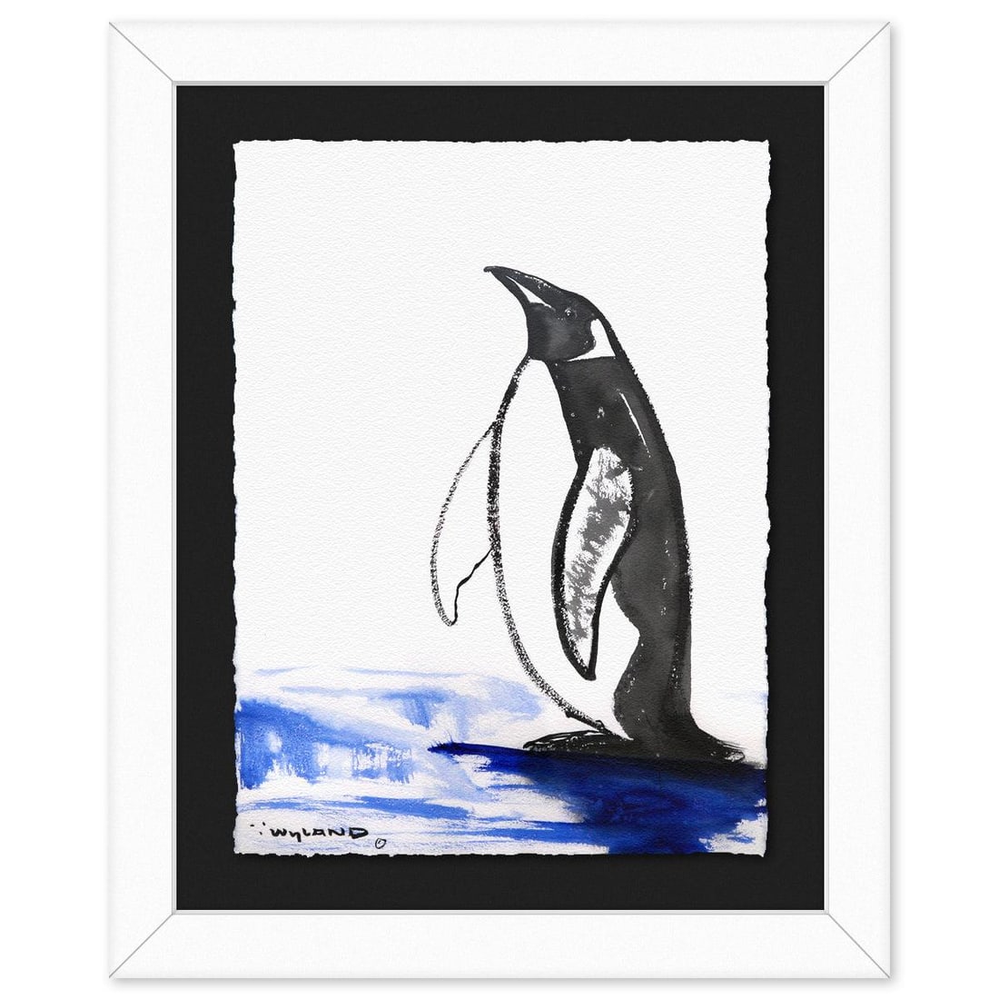 Wyland- Original Sumi Ink Painting "Penguin" (1 of 2)