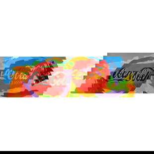 Steve Kaufman (1960-2010) "Coca-Cola Tops" Hand Signed Limited Edition Hand Pulled silkscreen Mixed: Coca-Cola is a limited edition hand pulled silkscreen unique mixed media on canvas by Andy Warhol protege Steve Kaufman (1960-2010). This piece is numbered and hand signed inverso and includes a lette