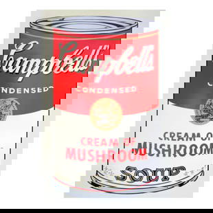 Andy Warhol "Soup Can 11.53 (Cream of Mushroom)" Silk Screen Print from Sunday B Morning.: Soup Can 11.53 (Cream of Mushroom) is a silk screen print on paper (open edition) from Sunday B Morning featuring the works of Andy Warhol. The piece is stamped in blue on the back with "Published by