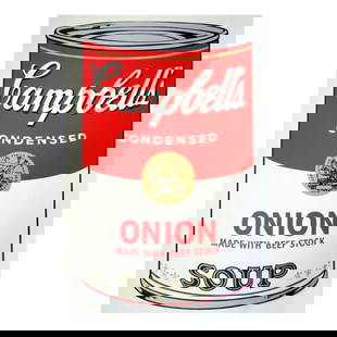 Andy Warhol "Soup Can 11.47 (Onion w/Beef Stock)" Silk Screen Print from Sunday B Morning.: Soup Can 11.47 (Onion w/Beef Stock) is a silk screen print on paper (open edition) from Sunday B Morning featuring the works of Andy Warhol. The piece is stamped in blue on the back with "Published by