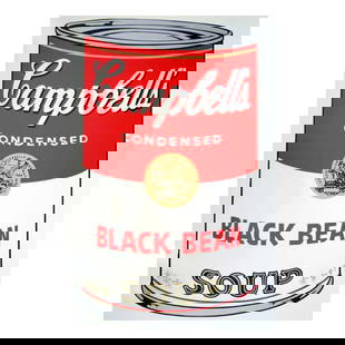 Andy Warhol "Soup Can 11.44 (Black Bean)" Silk Screen Print from Sunday B Morning.: Soup Can 11.44 (Black Bean) is a silk screen print on paper (open edition) from Sunday B Morning featuring the works of Andy Warhol. The piece is stamped in blue on the back with "Published by Sunday