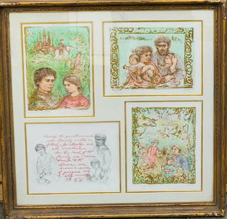 EDNA HIBEL- FOUR LITHOGRAPH ON PAPER: Artist: EDNA HIBEL. Medium: FOUR LITHOGRAPH ON PAPER. Measures approx. 35" x 35" (framed). Signature: HAND SIGNED & NUMBERED. Reference#: 28149.