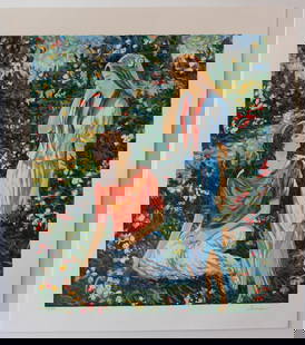 Igor Semeko- Original Serigraph on Paper "Sisters": Artist: Igor Semeko. Medium: Original Serigraph on Paper. Title: Sisters. Size: 19.5" x 16". Signature: Hand Signed by the Artist. Certificate of Authenticity: From the publisher. Reference#: 20903.