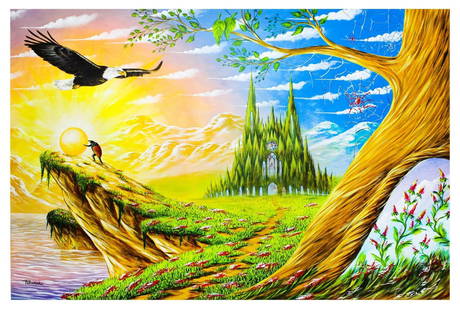 Eugene Poliarush- Original Oil on Canvas "Welcome To Heaven": Artist: Eugene Poliarush. Medium: Original Oil on Canvas. Title: Welcome To Heaven. Size: 40" x 60". Signature: Hand Signed by the artist. Certificate of Authenticity: From the publisher. Reference#: