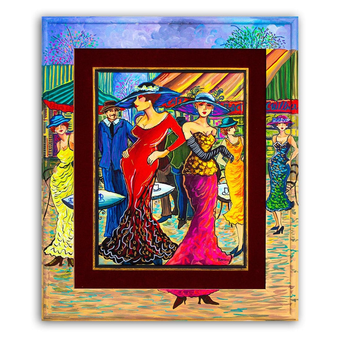 Patricia Govezensky- Original Acrylic with Hand Painted Frame "Vacation" (1 of 3)