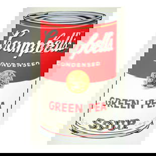 Andy Warhol "Soup Can 11.50 (Green Pea)" Silk Screen Print from Sunday B Morning.: Soup Can 11.50 (Green Pea) is a silk screen print on paper (open edition) from Sunday B Morning featuring the works of Andy Warhol. The piece is stamped in blue on the back with "Published by Sunday B