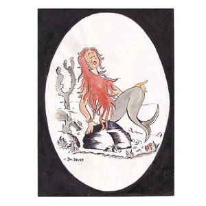 Dr. Seuss (1904-1991), "Mermaid" Hand Signed Original Art with Letter of Authenticity.