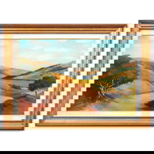 Robert White- Original Oil on Canvas "Hills Over Carmel": Artist: Robert White. Medium: Original Oil on Canvas. Title: Hills Over Carmel. Size: 30" x 46". Measures approx. 42" x 571" (framed). Signature: Hand Signed. Reference#: 74555.