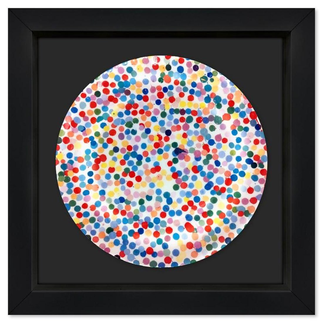 Damien Hirst, "The Currency" Framed Fine Bone China Plate.: The Currency is a fine bone china plate by Damien Hirst bearing the plate signature of the artist inverso. This plate is custom framed and floated on linen. Measures approx. 15.5" x 15.5" (frame), 10.
