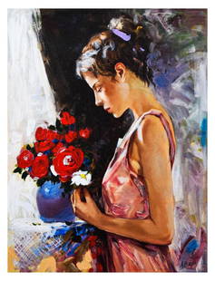 Igor Semeko- Hand Embellished Giclee on Canvas "Blessings": Artist: Igor Semeko. Medium: Hand Embellished Giclee on Canvas. Title: Blessings. Size: 16" x 12". Signature: Hand Signed by the artist. Certificate of Authenticity: From the publisher. Reference#: