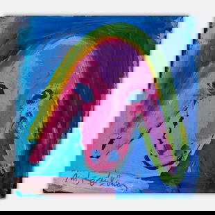 Menashe Kadishman- Original Acrylic on Canvas "Untitled": Artist: Menashe Kadishman. Medium: Original Acrylic on Canvas. Title: Untitled. Size: 12" x 12". Signature: Hand Signed by the artist. Certificate of Authenticity: Is included. Additional: Stretched