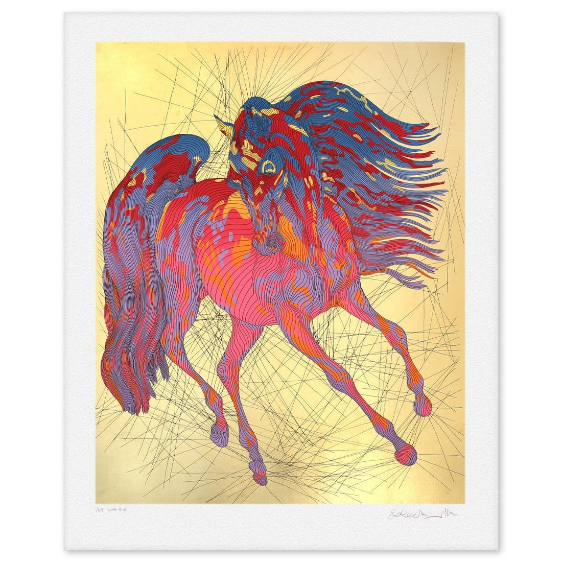 Guillaume Azoulay- Gold Leaf Silkscreen "Duke": Artist: Guillaume Azoulay. Medium: Gold Leaf Silkscreen. Title: Duke. Size: 45" x 36". Signature: Hand Signed and Numbered. Reference#: 74611.