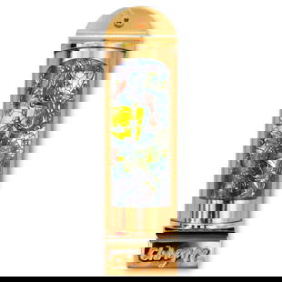 Marc Chagall- Mezuzah/ Silkscreen on 24K gold plated bronze "Dan": Artist: Marc Chagall. Medium: Mezuzah/ Silkscreen on 24K gold plated bronze. Title: Dan. Size: 5.1" x 1.4". Certificate of Authenticity: Is included. Additional: Limited edition of 1800. Full color si