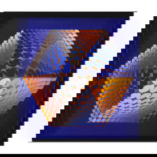 Victor Vasarely (1908-1997), "Tupa-3 (1972)" Framed Heliogravure Print with Letter of Authenticity: Tupa-3 (1972) is a heliogravure print on paper by Victor Vasarely (1908-1997). This piece comes custom framed. Includes Letter of Authenticity. Measures approx. 17" x 17" (frame), 14" x 14" (image). R