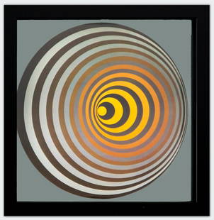 Victor Vasarely- Heliogravure Print "Untitled": Artist: Victor Vasarely. Medium: Heliogravure Print. Title: Untitled. Size: 10" x 10". Measures approx. 12" x 12" (framed). Additional: Custom Framed. Reference#: 21496.