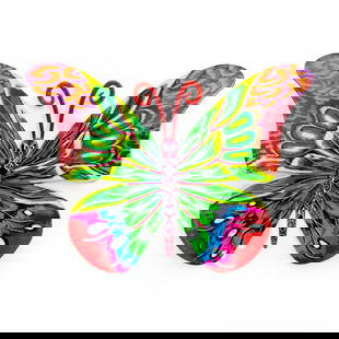 Patricia Govezensky- Original Painting on Cutout Steel "Butterfly": Artist: Patricia Govezensky. Medium: Original Painting on Cutout Steel. Title: Butterfly. Size: 8.5" x 12". Signature: Hand Signed by the artist. Certificate of Authenticity: From the publisher. Refer