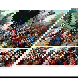 Marvel Comics "Secret Invasion #1" Numbered Limited Edition Giclee on Canvas by Leinil Francis Yu: A piece of comic book history, this limited edition, from original art by Leinil Francis Yu, depicts characters from the Marvel universe. After winning the Wizard's Drawing Board Contest, Marvel Comic