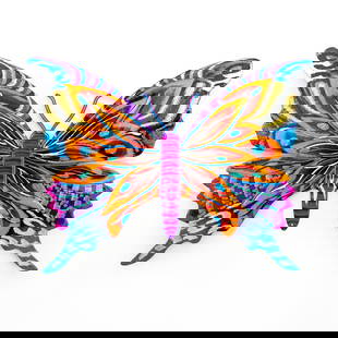 Patricia Govezensky- Original Painting on Cutout Steel "Butterfly": Artist: Patricia Govezensky. Medium: Original Painting on Cutout Steel. Title: Butterfly. Size: 8.5" x 11.5". Signature: Hand Signed by the artist. Certificate of Authenticity: From the publisher. Ref