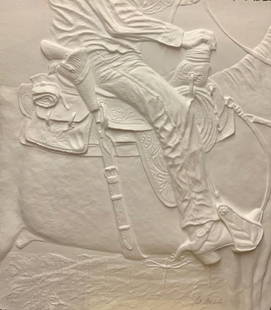 Carlo Wahlbeck- Cast Paper wall sculpture: Artist: Carlo Wahlbeck. Medium: Cast Paper wall sculpture. Measures approx. 30" x 40" (framed). Signature: Hand Signed and Numbered. Additional: In very good condition please excuse refecltion on plex