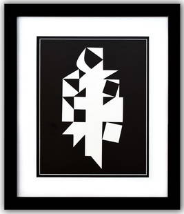 Victor Vasarely- Heliogravure Print "Untitled": Artist: Victor Vasarely. Medium: Heliogravure Print. Title: Untitled. Size: 14" x 11". Measures approx. 21" x 18" (framed). Additional: Custom Framed. Reference#: 21417.