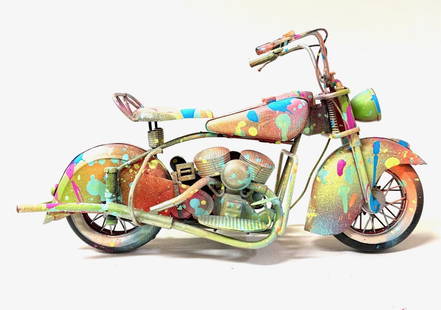 E.M Zax- 1/1 hand painted one of a kind metal sculpture "Harley": Artist: E.M Zax. Medium: 1/1 hand painted one of a kind metal sculpture. Title: Harley. Size: 14" x 7". Signature: Hand Signed. Reference#: 81511.
