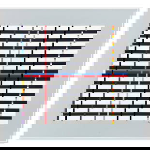 Yaacov Agam- Silkscreen Serigraph "Hommage du Mondrian (Light Blue)": Artist: Yaacov Agam. Medium: Silkscreen Serigraph. Title: Hommage du Mondrian (Light Blue). Size: 26.5" x 28". Signature: Signed and Numbered. Certificate of Authenticity: Is included. Reference#: 490