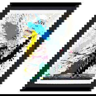 Mr. Brainwash, "M=BW2 Splash" Framed Limited Edition Silk Screen, Numbered and Hand Signed with: M=BW2 Splash is a limited edition silk screen on paper by Mr Brainwash. The piece is numbered, hand signed and thumb-printed by the artist. The piece comes custom framed and with a Certificate of Auth