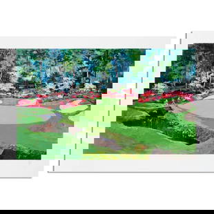 Mark King (1931-2014), "Azalea Hole" Hand Signed Limited Edition Serigraph with Letter of: Azalea Hole is a limited edition serigraph on paper by Mark King (1931-2014). Hand signed and numbered, this piece comes with a letter of authenticity and measures approximately 24" x 39" (image). Ref