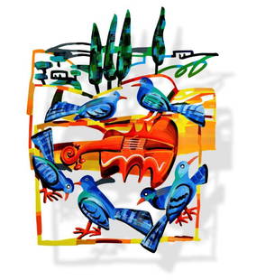 David Gerstein- Mixed Media Cutout Aluminum "Song of nature": Artist: David Gerstein. Medium: Mixed Media Cutout Aluminum. Title: Song of nature. Size: 20" x 25". Signature: Signed and numbered. Certificate of Authenticity: Is included. Additional: Edition - 150