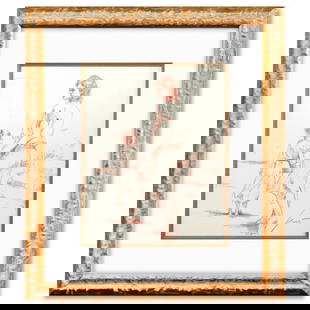 Pino (1939-2010)- Original Drawing on Paper "Untitled": Artist: Pino (1939-2010). Medium: Original Drawing on Paper. Title: Untitled. Size: 20" x 16". Measures approx. 33" x 29" (framed). Signature: Hand signed by the artist. Certificate of Authenticity: I