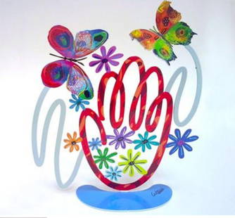 David Gershtein- Free Standing Sculpture "Hamsa Butterflies": Artist: David Gershtein. Medium: Free Standing Sculpture. Title: Hamsa Butterflies. Size: 9.8" x 8.2". Signature: Signed by the artist. Certificate of Authenticity: Is included. Additional: This piece